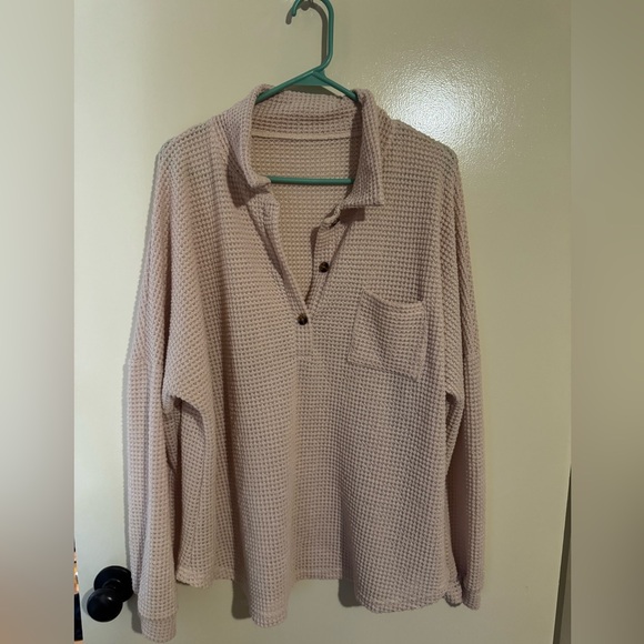 Women's Cream Waffle Knit Top - Picture 3 of 6